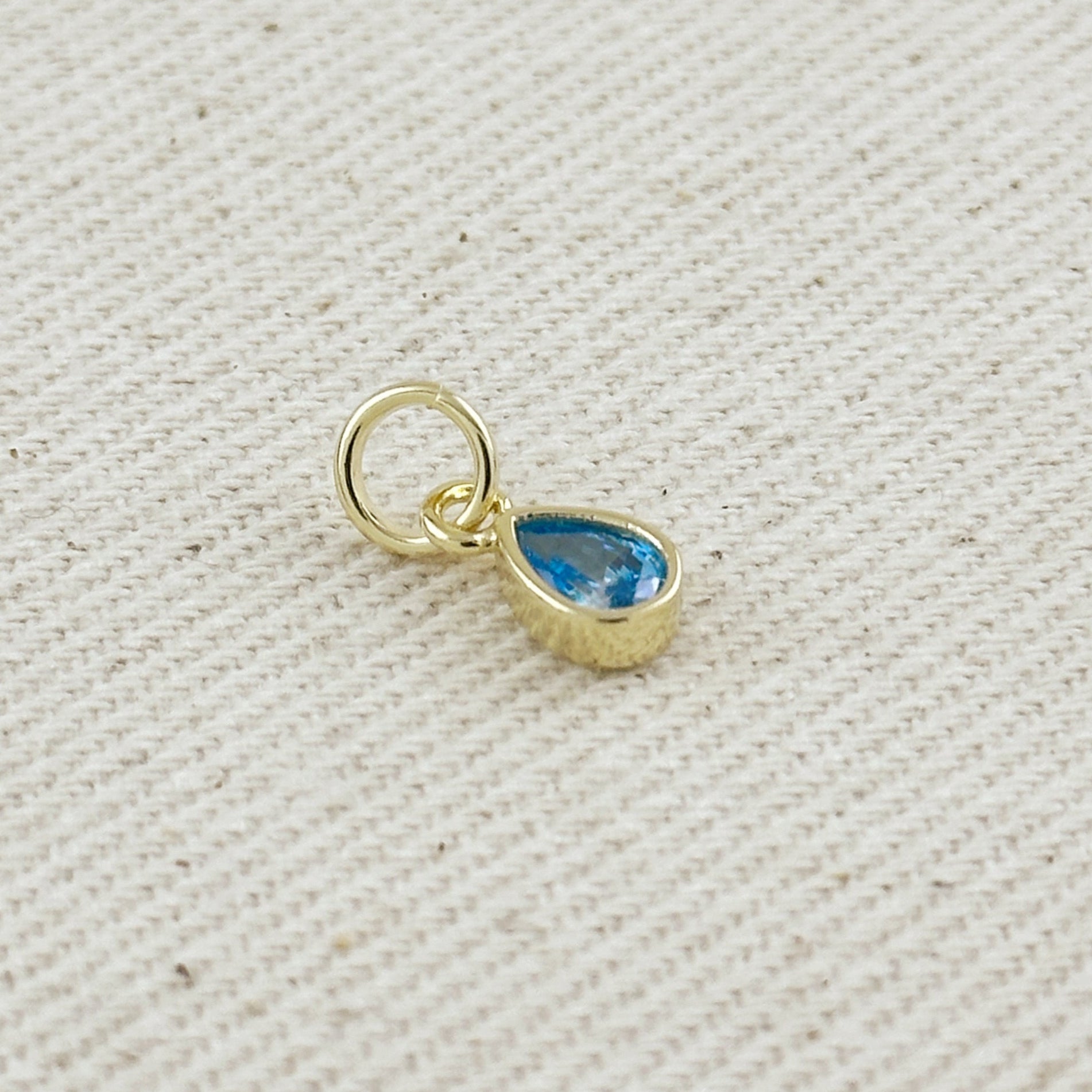 18k Gold Filled Birthstone Bezel Drop Charm