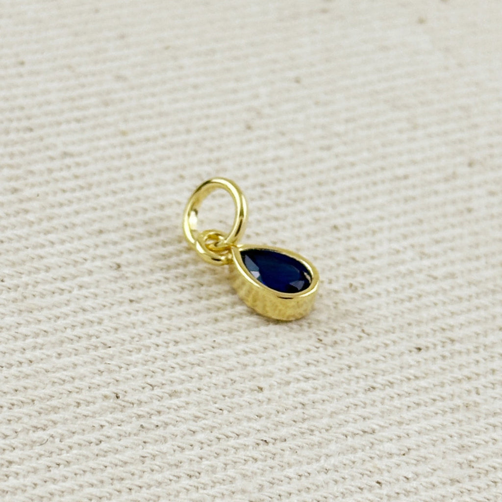 18k Gold Filled Birthstone Bezel Drop Charm