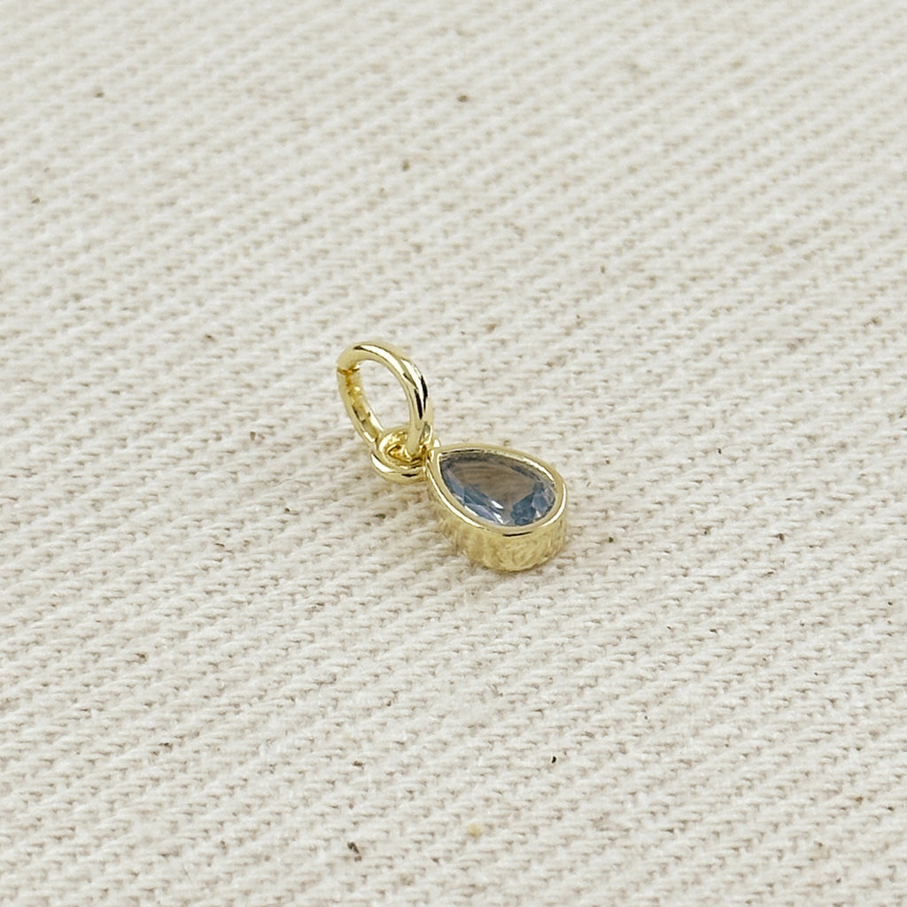 18k Gold Filled Birthstone Bezel Drop Charm
