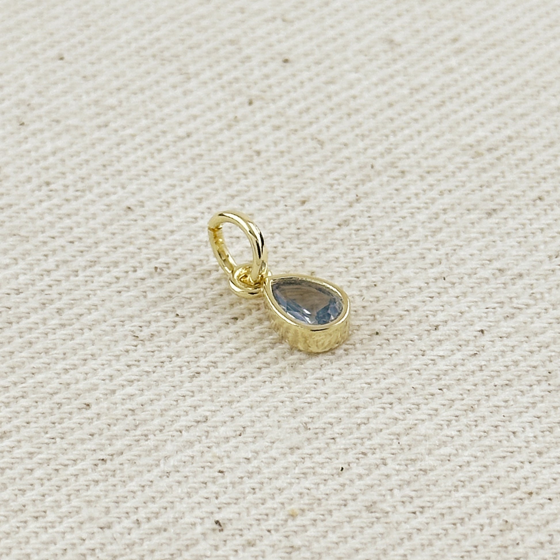18k Gold Filled Birthstone Bezel Drop Charm