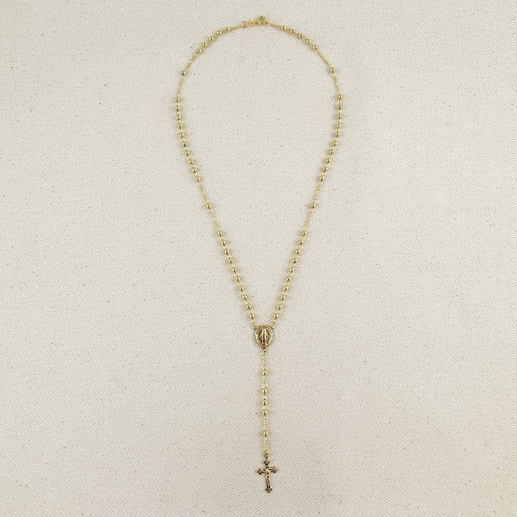 18k Gold Filled 3.3mm Rosary Necklace