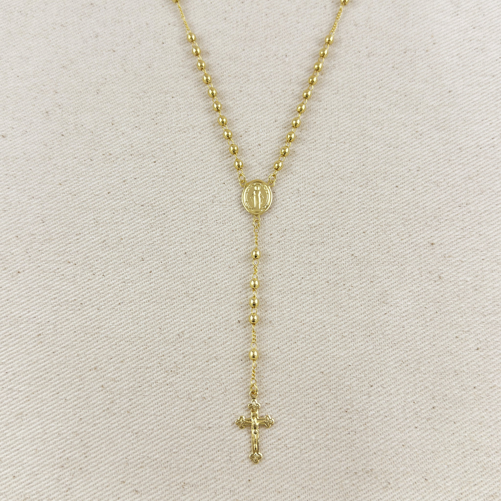 18k Gold Filled 3.3mm Rosary Necklace