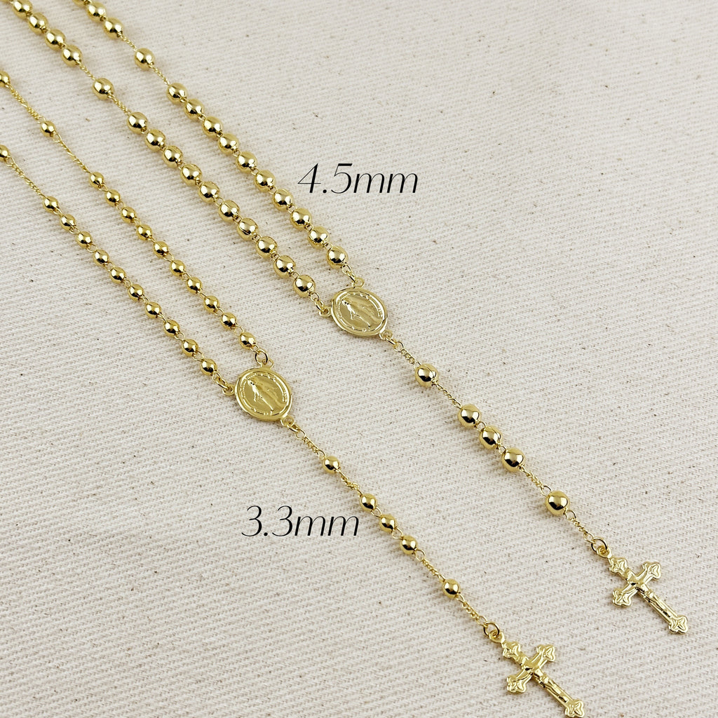18k Gold Filled 3.3mm Rosary Necklace
