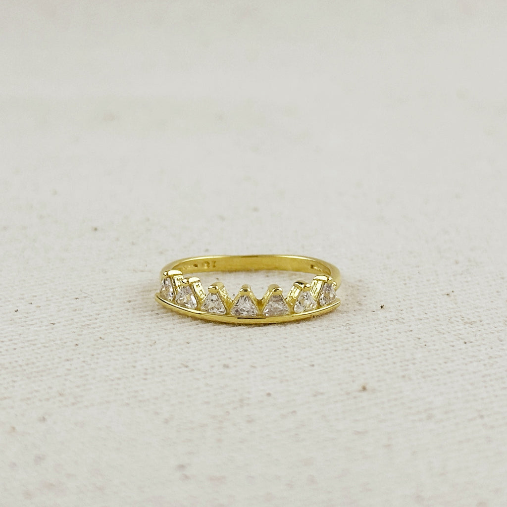 18k Gold Filled Crown Ring With Clear CZ Stones Ring