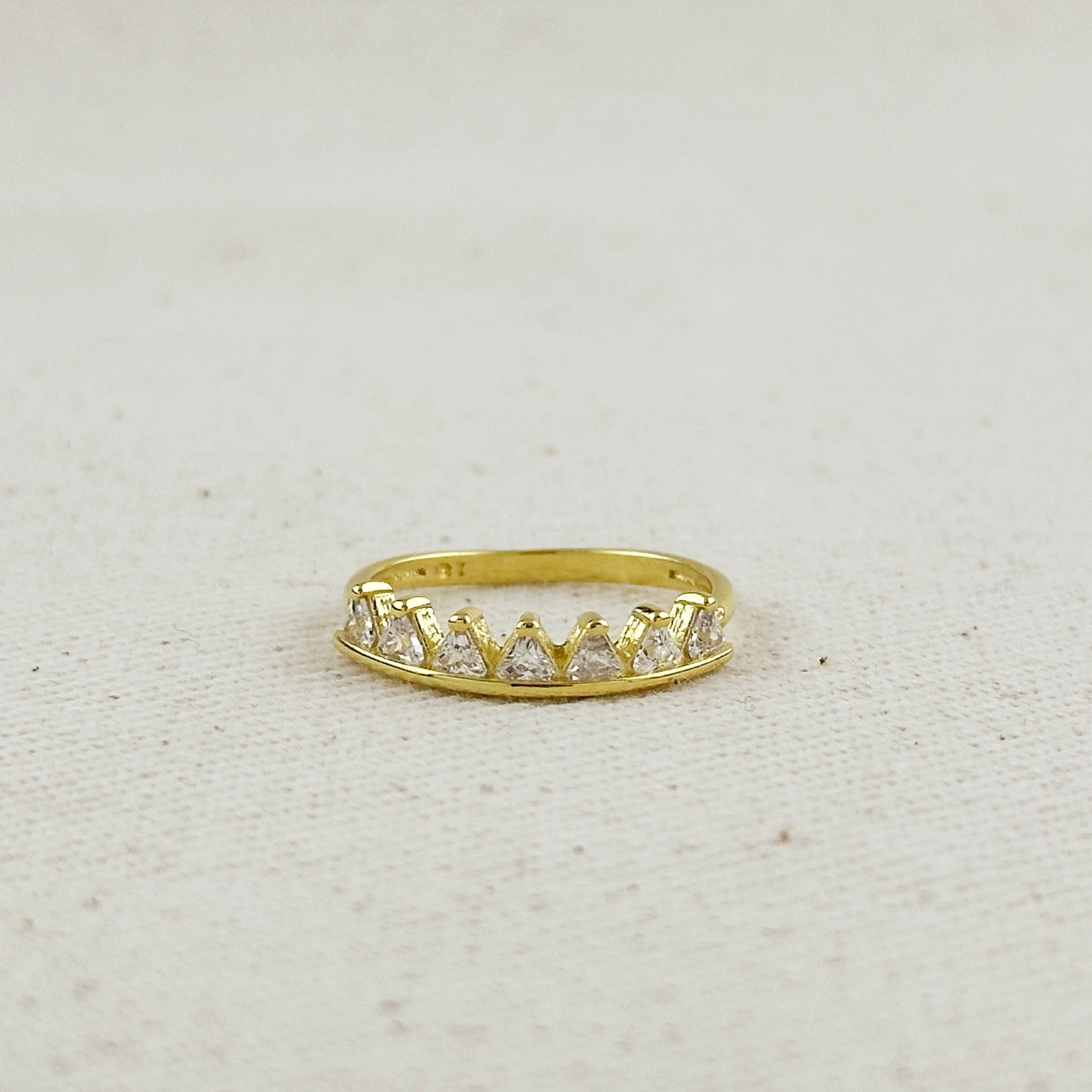 18k Gold Filled Crown Ring With Clear CZ Stones Ring