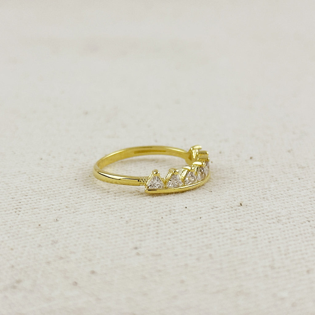 18k Gold Filled Crown Ring With Clear CZ Stones Ring