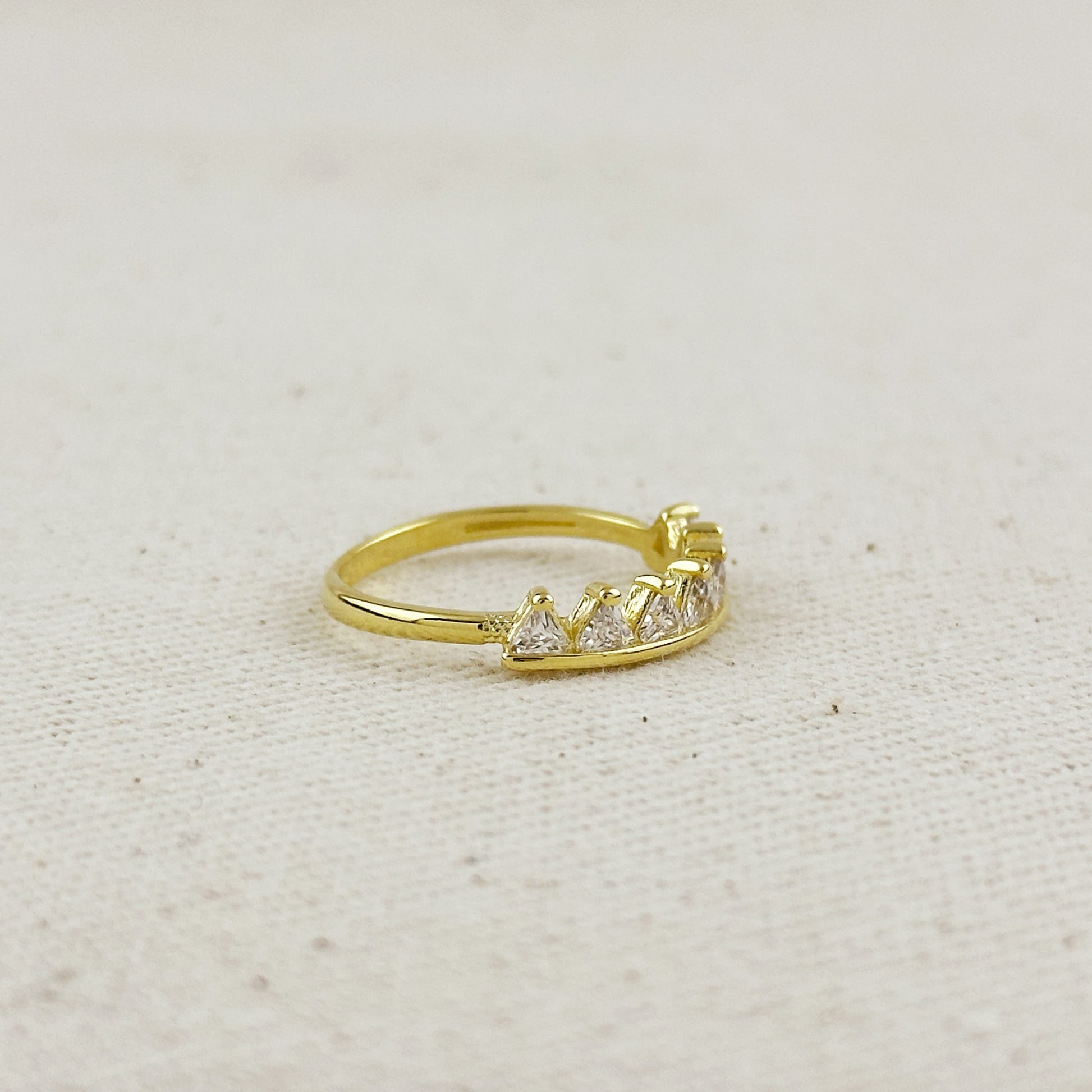 18k Gold Filled Crown Ring With Clear CZ Stones Ring