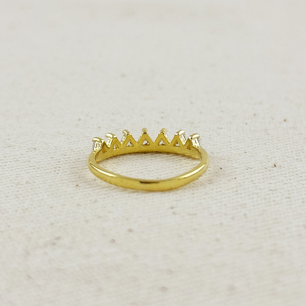 18k Gold Filled Crown Ring With Clear CZ Stones Ring