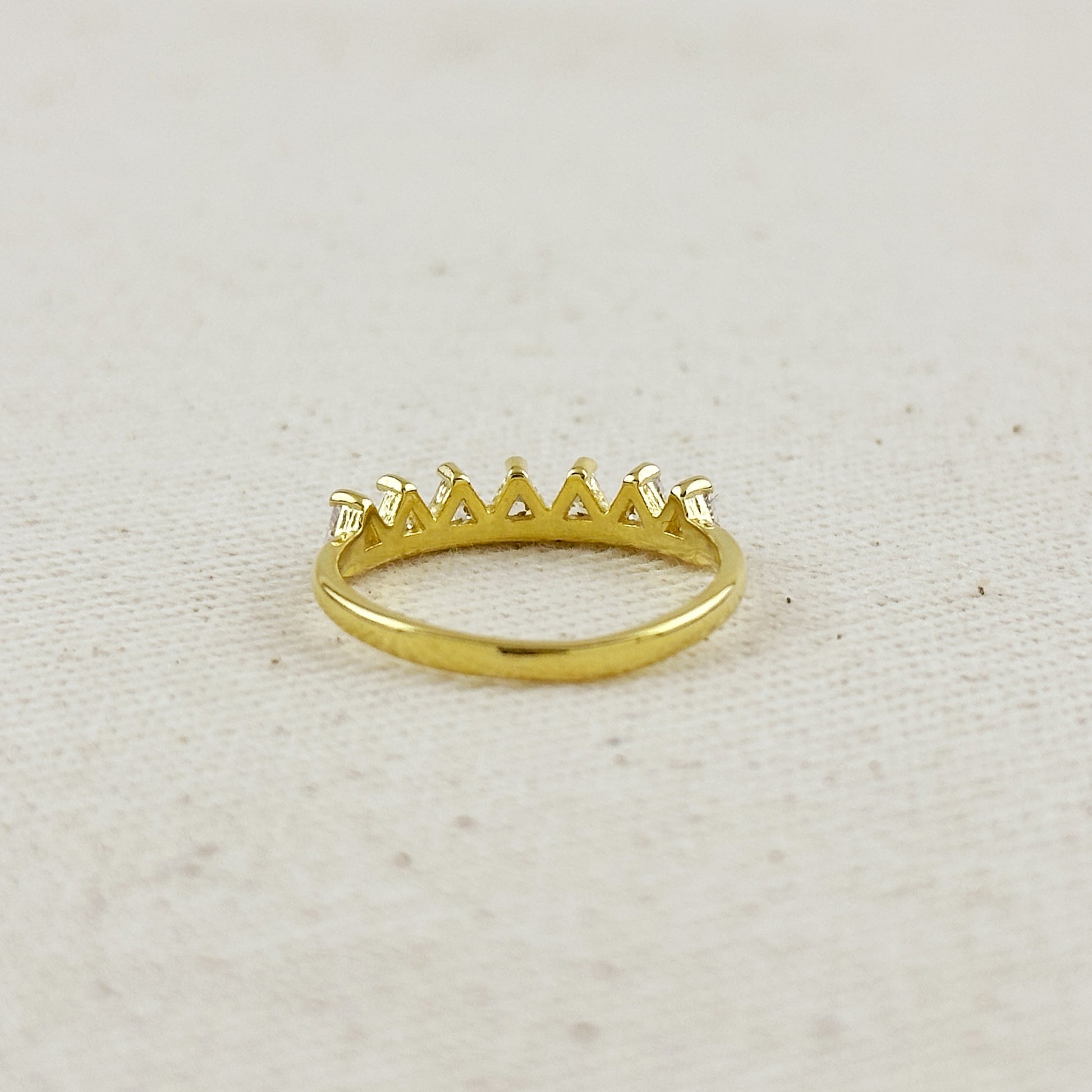 18k Gold Filled Crown Ring With Clear CZ Stones Ring