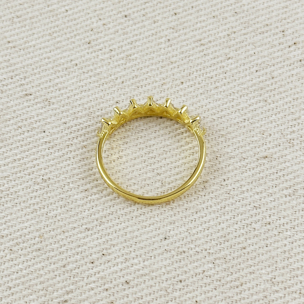 18k Gold Filled Crown Ring With Clear CZ Stones Ring