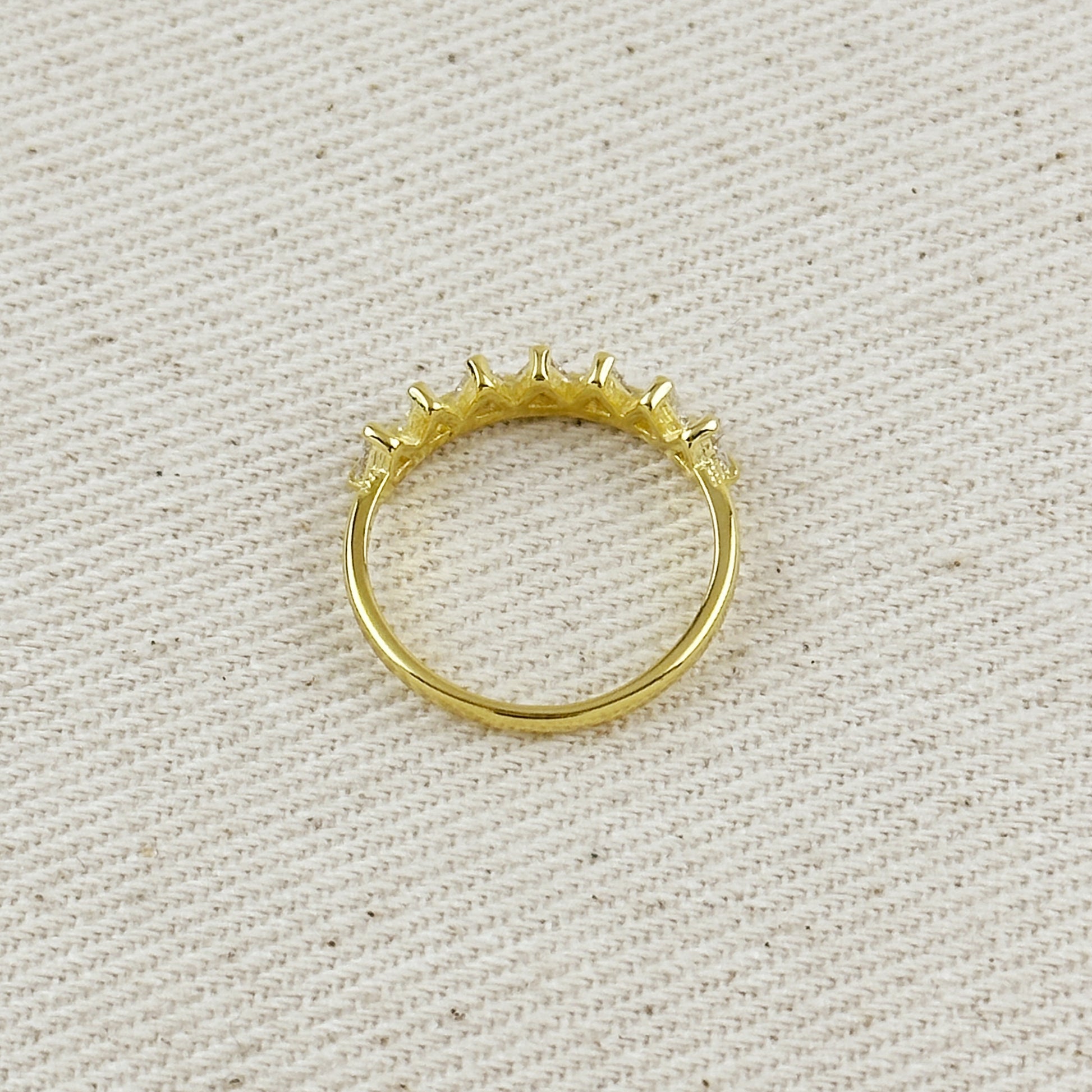 18k Gold Filled Crown Ring With Clear CZ Stones Ring