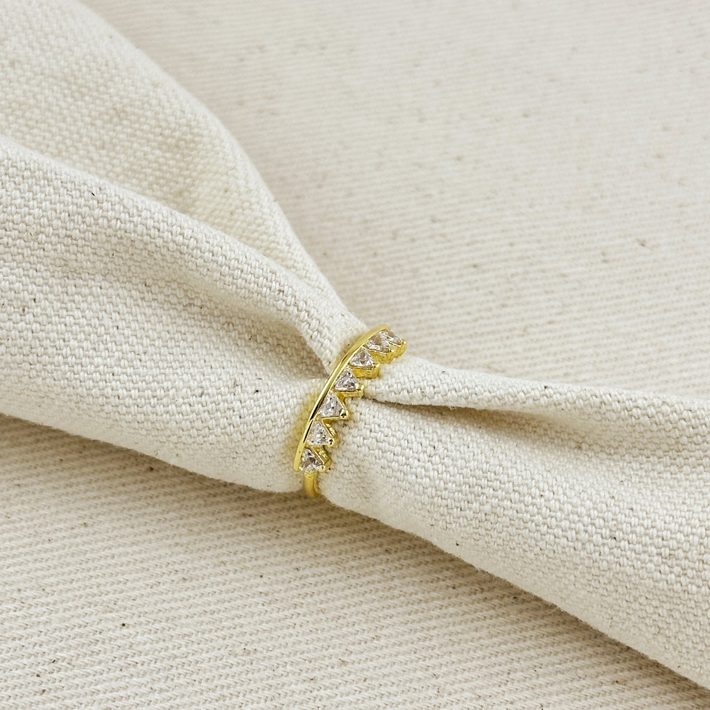 18k Gold Filled Crown Ring With Clear CZ Stones Ring