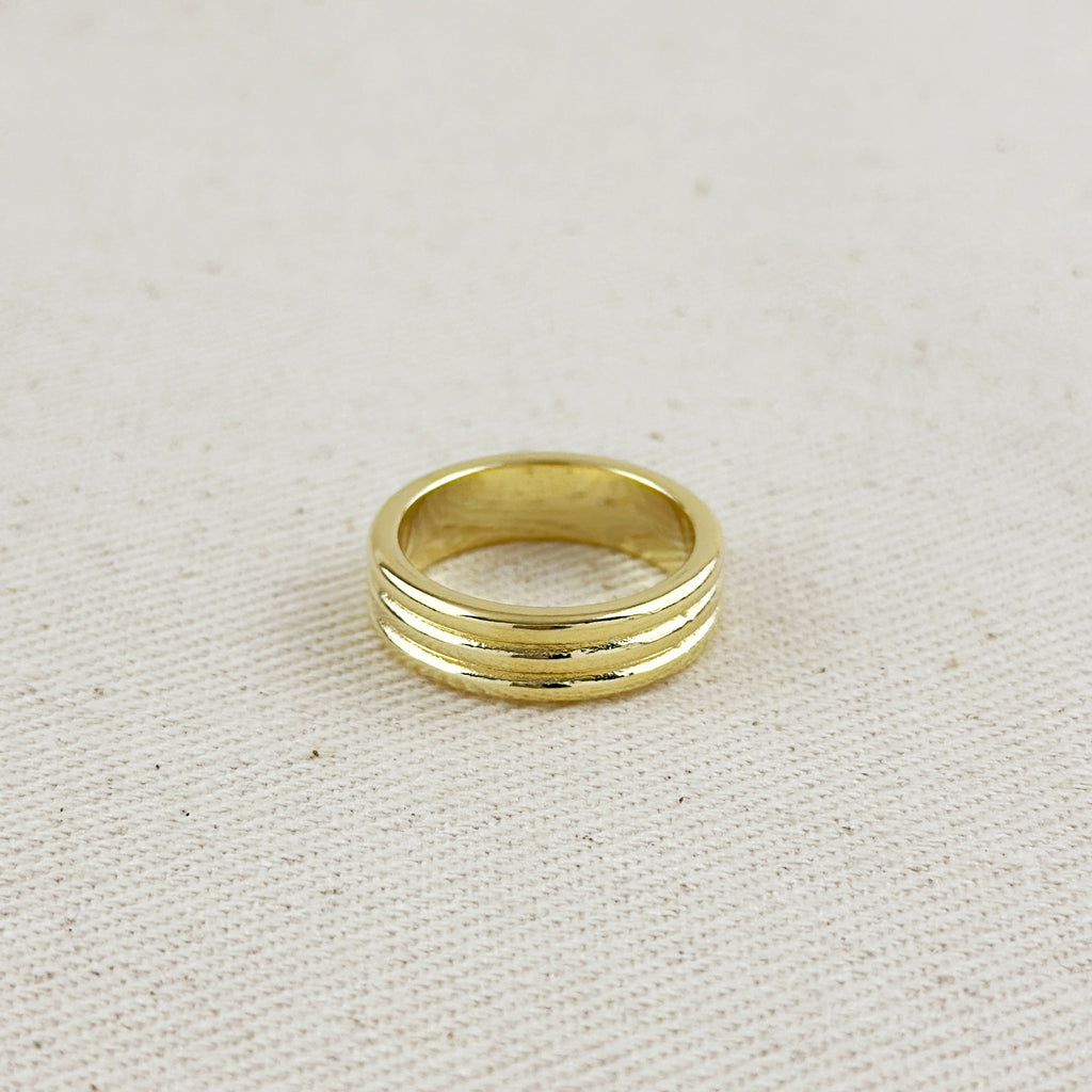 18K Gold Filled Triple Groove Band Ring