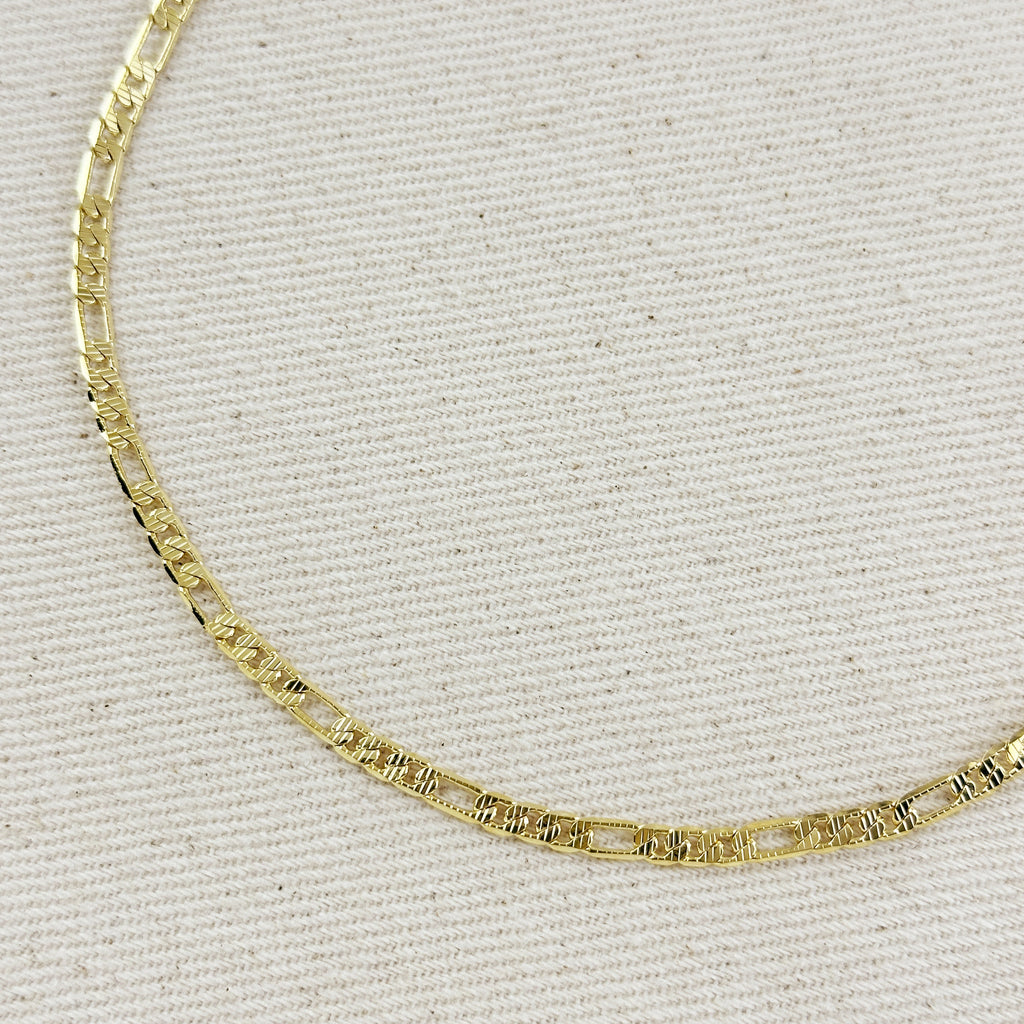 18k Gold Filled Textured Figaro Necklace