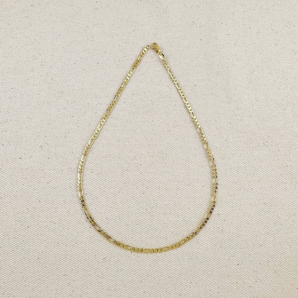18k Gold Filled Textured Figaro Necklace