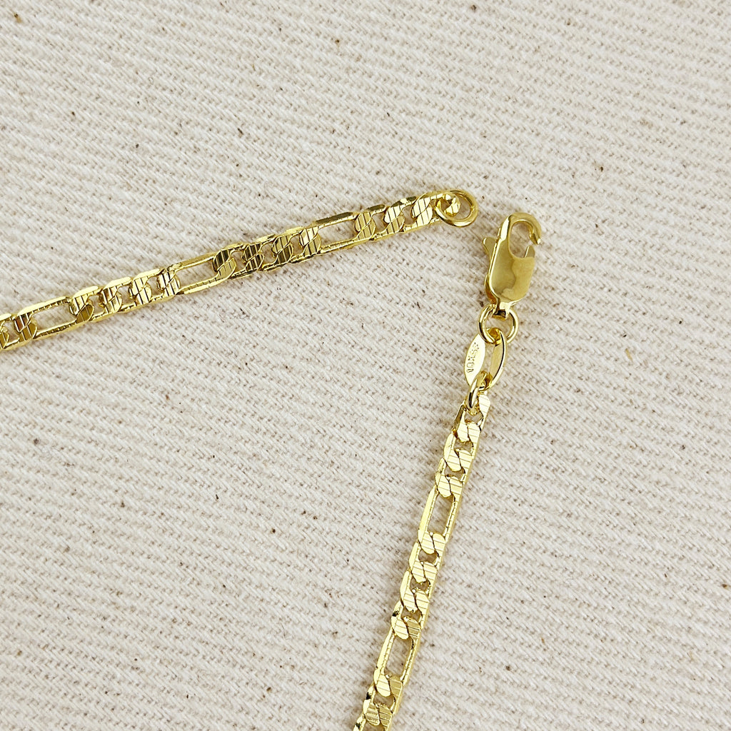 18k Gold Filled Textured Figaro Necklace