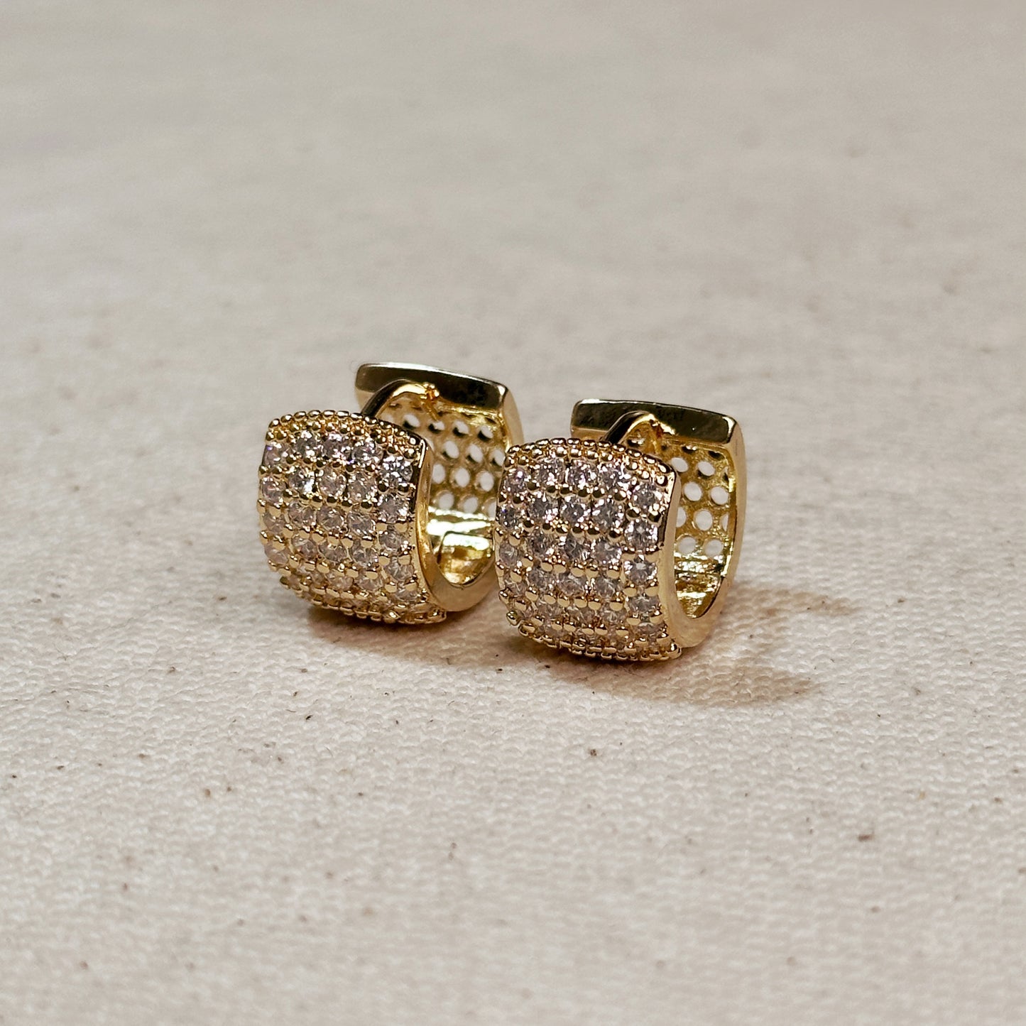 18k Gold Filled Chunky CZ Clicker Hoop Earrings