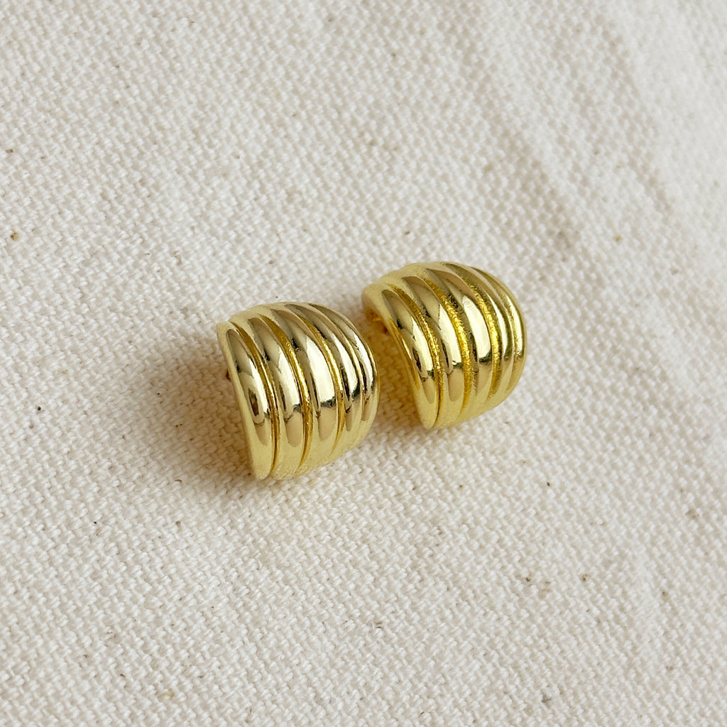 18k Gold Filled Groove C-Hoop Earrings