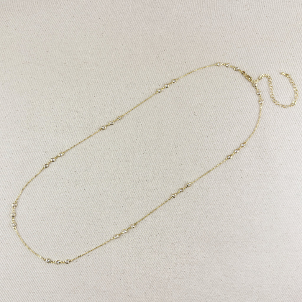 18k Gold Filled Bezel CZ Belly Chain