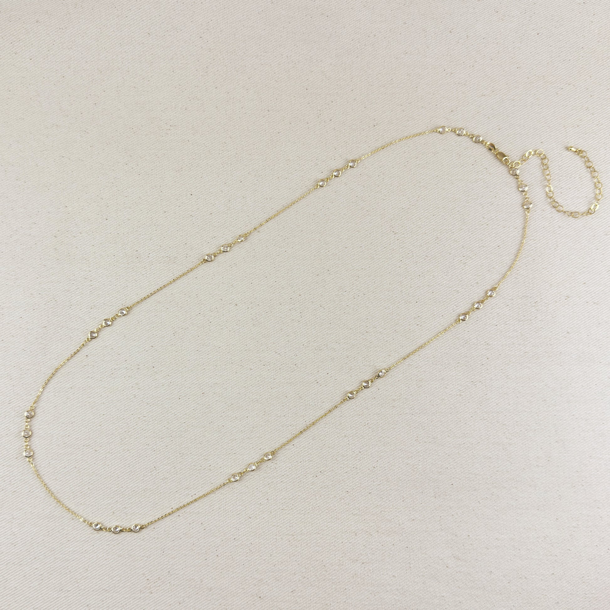 18k Gold Filled Bezel CZ Belly Chain