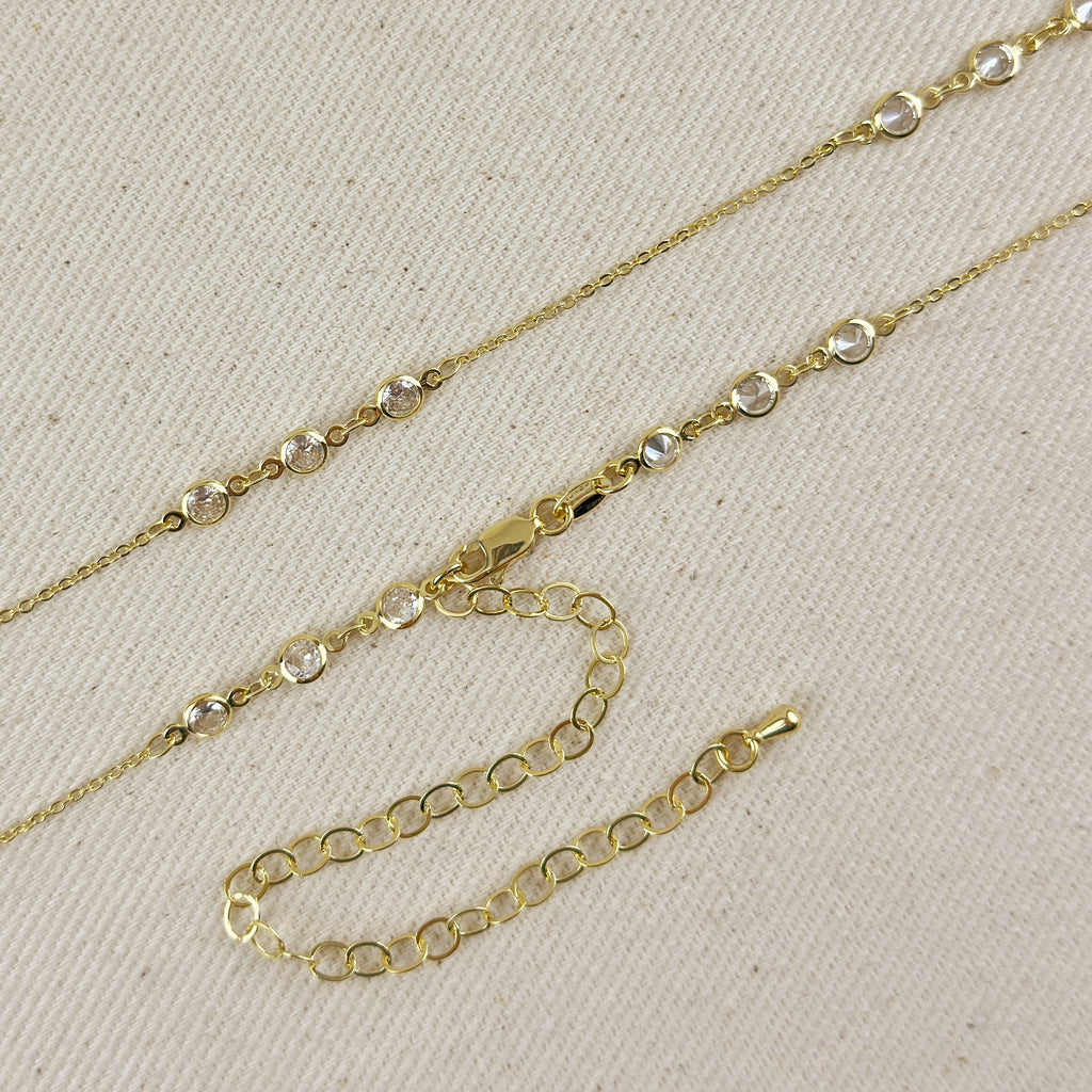 18k Gold Filled Bezel CZ Belly Chain