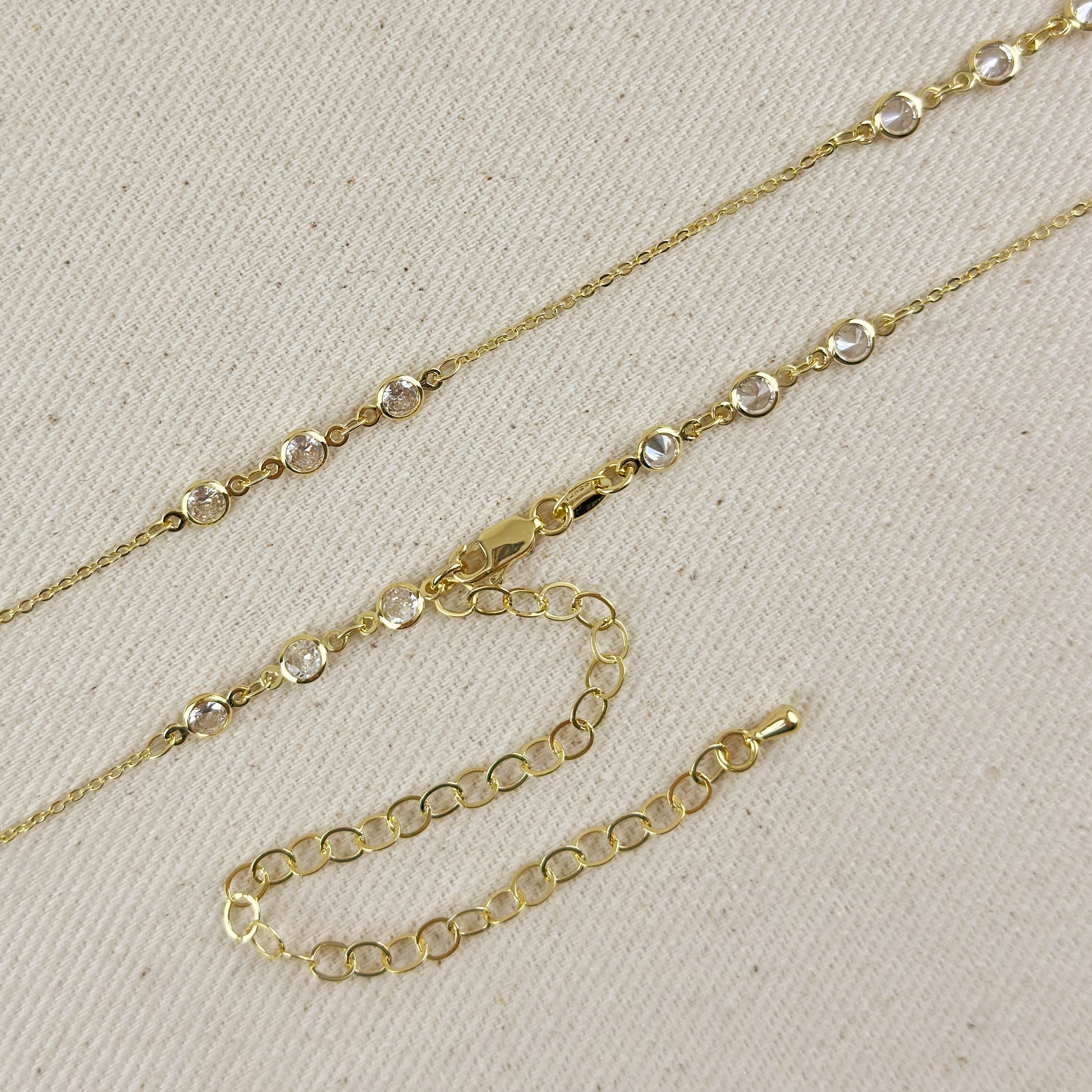 18k Gold Filled Bezel CZ Belly Chain