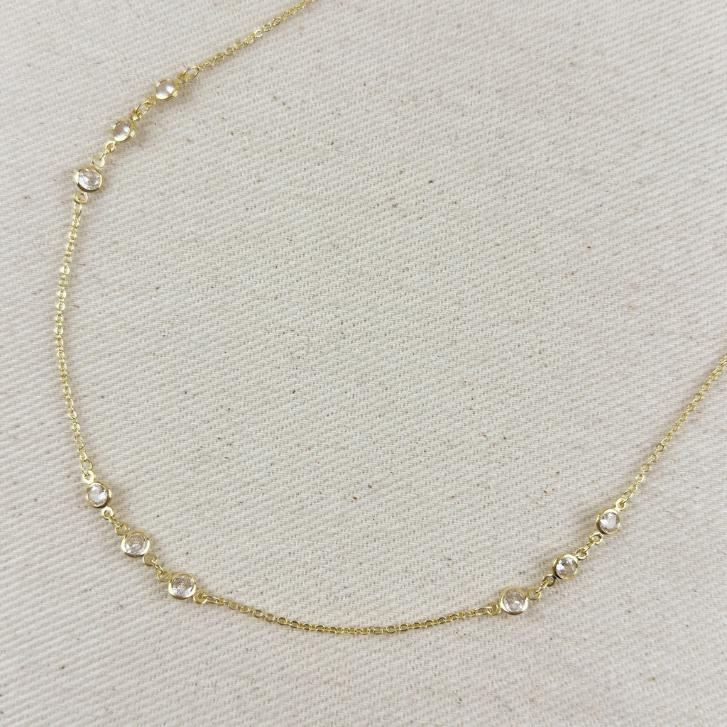 18k Gold Filled Bezel CZ Belly Chain