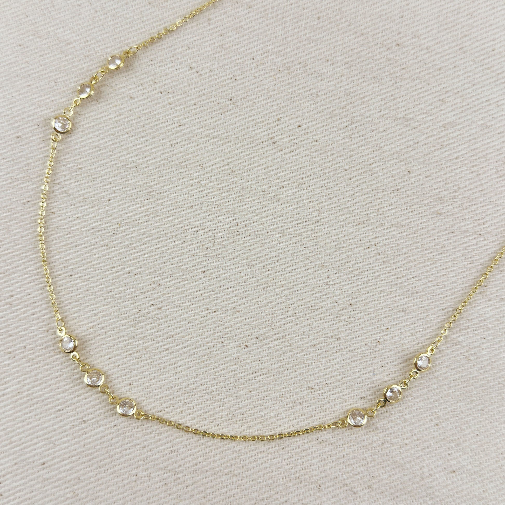 18k Gold Filled Bezel CZ Belly Chain