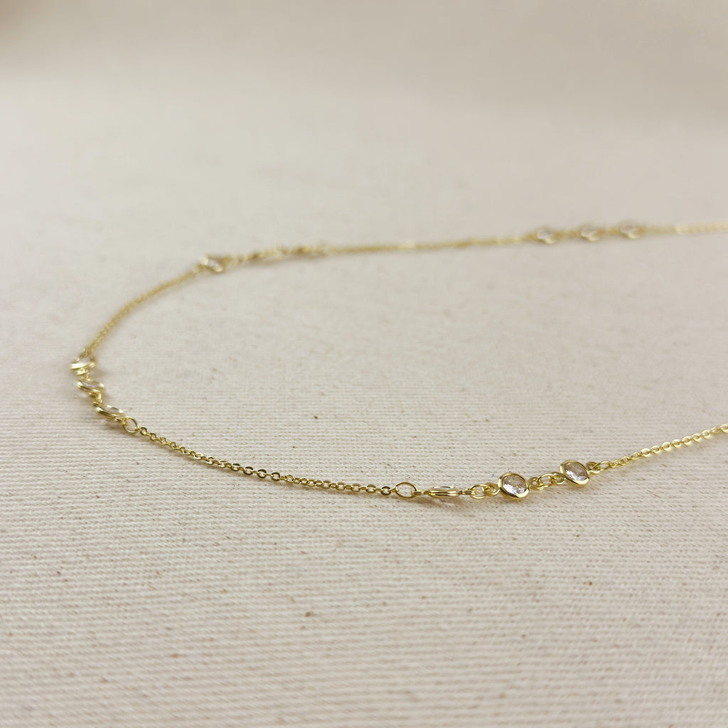 18k Gold Filled Bezel CZ Belly Chain