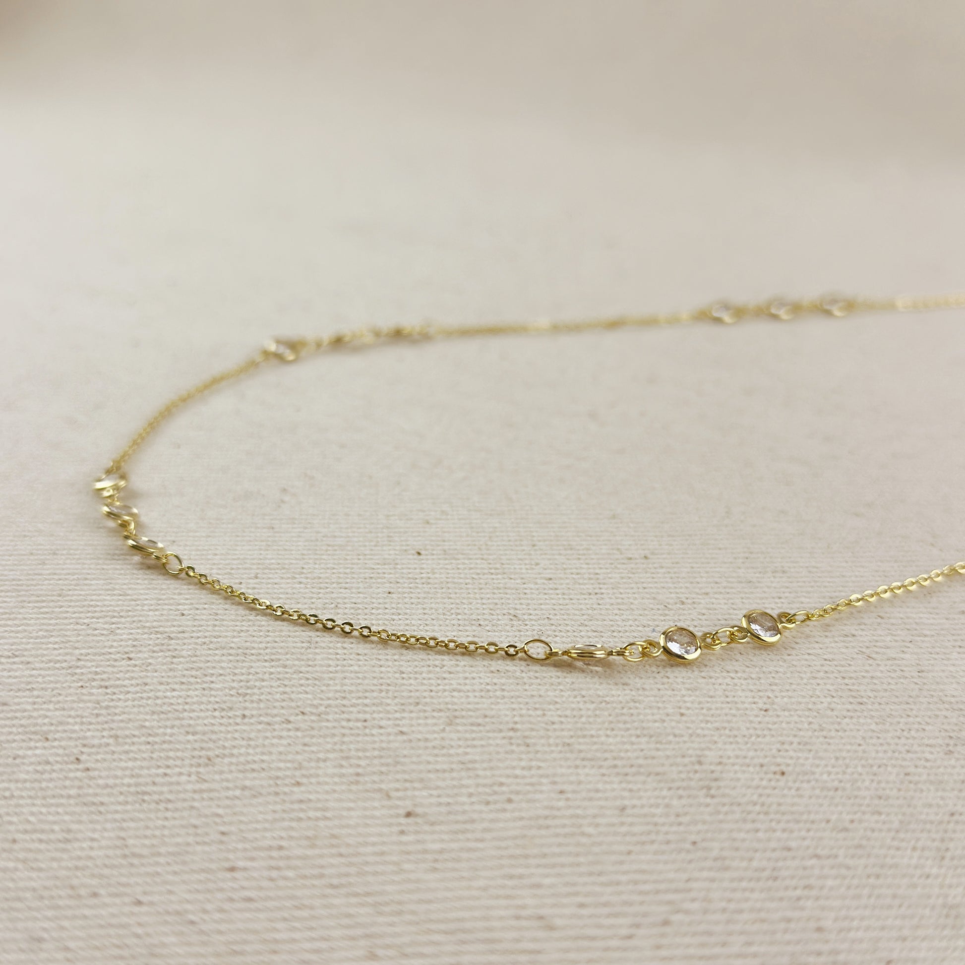 18k Gold Filled Bezel CZ Belly Chain