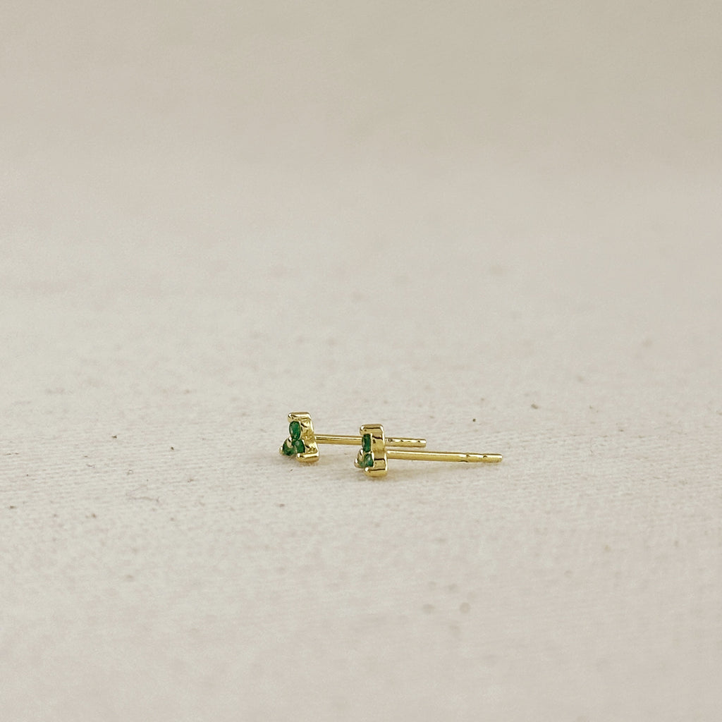 18K Gold Filled Triple CZ Triangle Stud Earrings