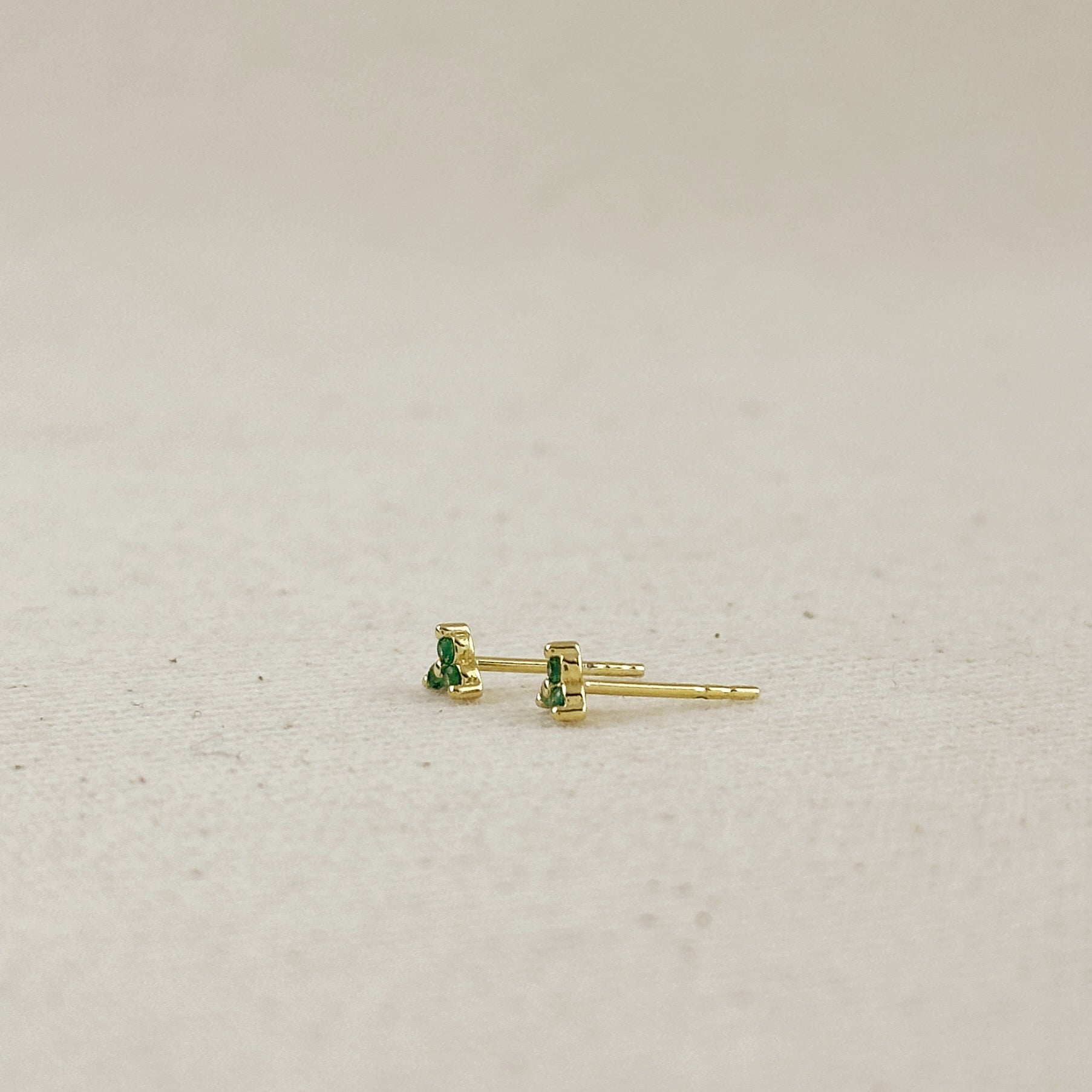 18K Gold Filled Triple CZ Triangle Stud Earrings