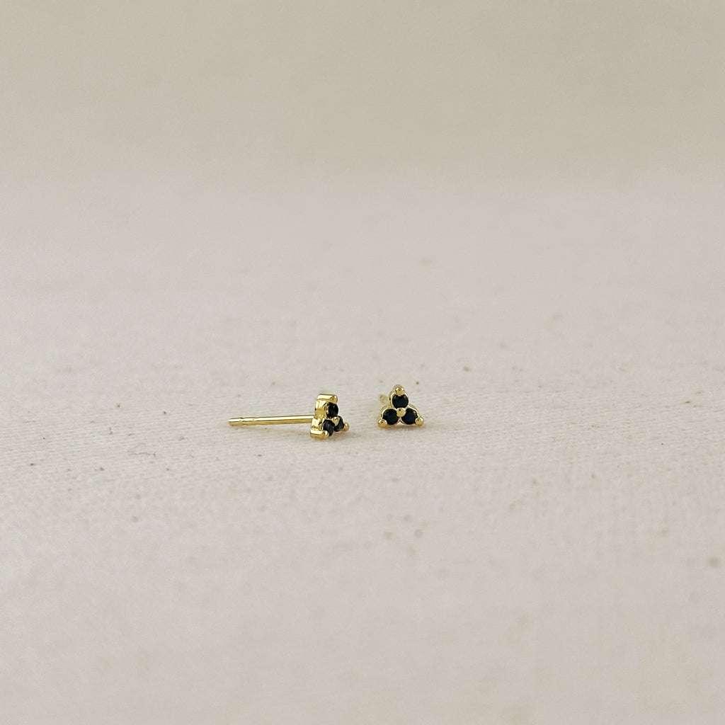 18K Gold Filled Triple CZ Triangle Stud Earrings