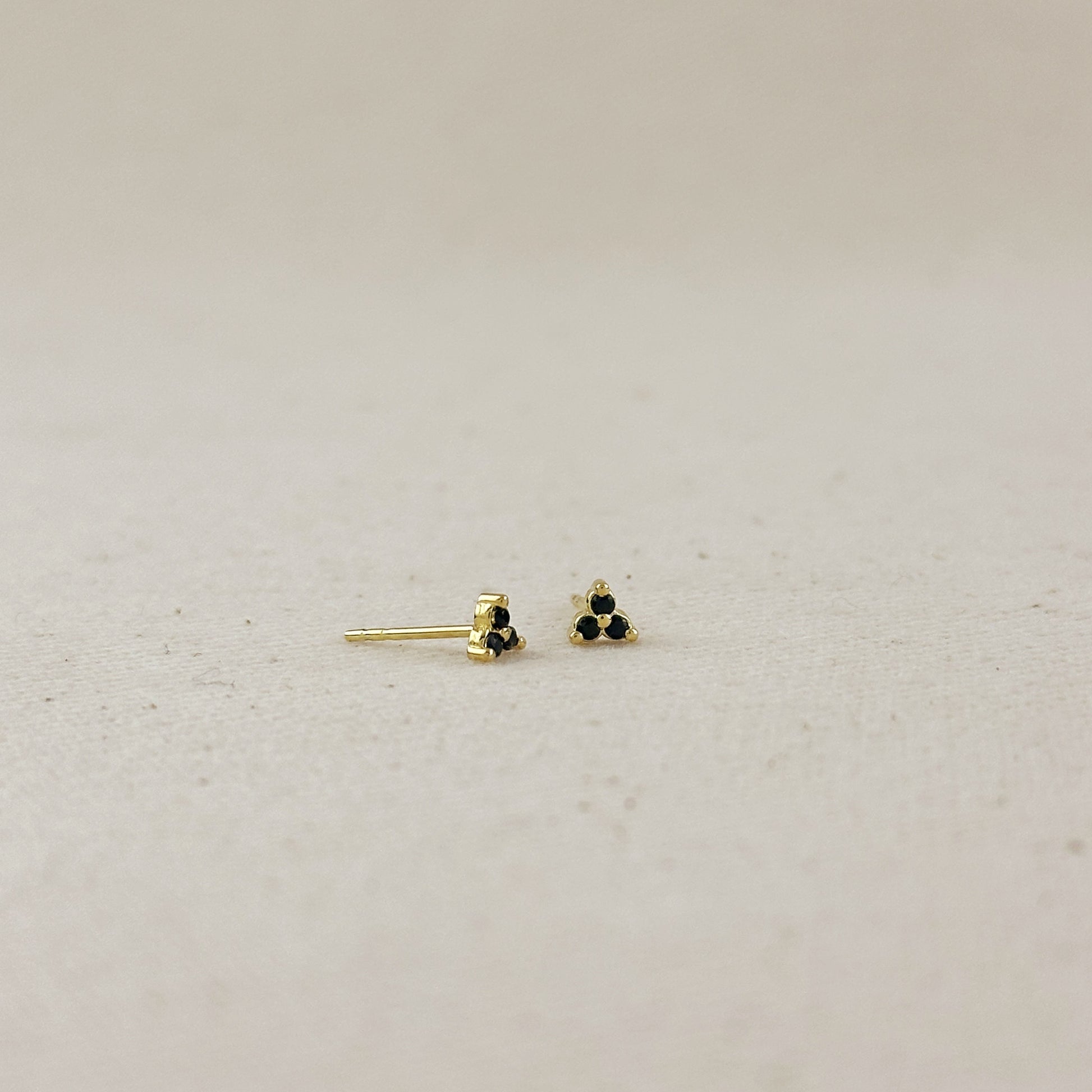 18K Gold Filled Triple CZ Triangle Stud Earrings