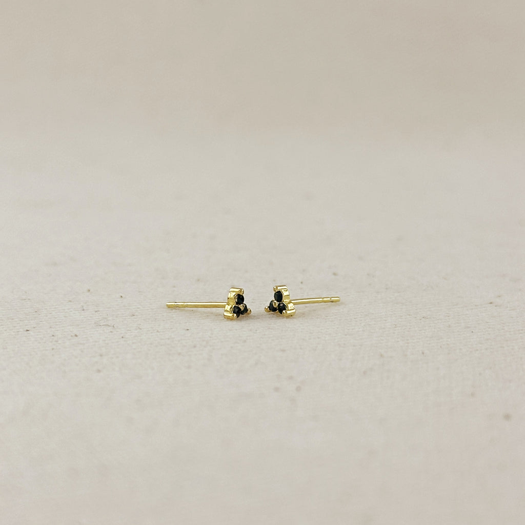 18K Gold Filled Triple CZ Triangle Stud Earrings