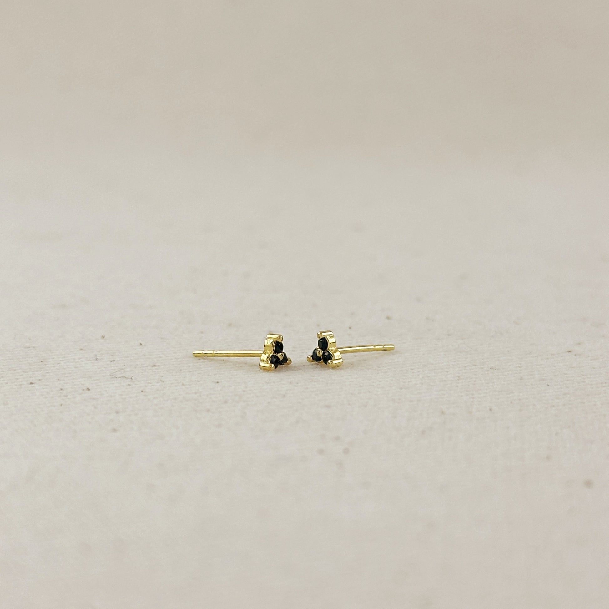 18K Gold Filled Triple CZ Triangle Stud Earrings