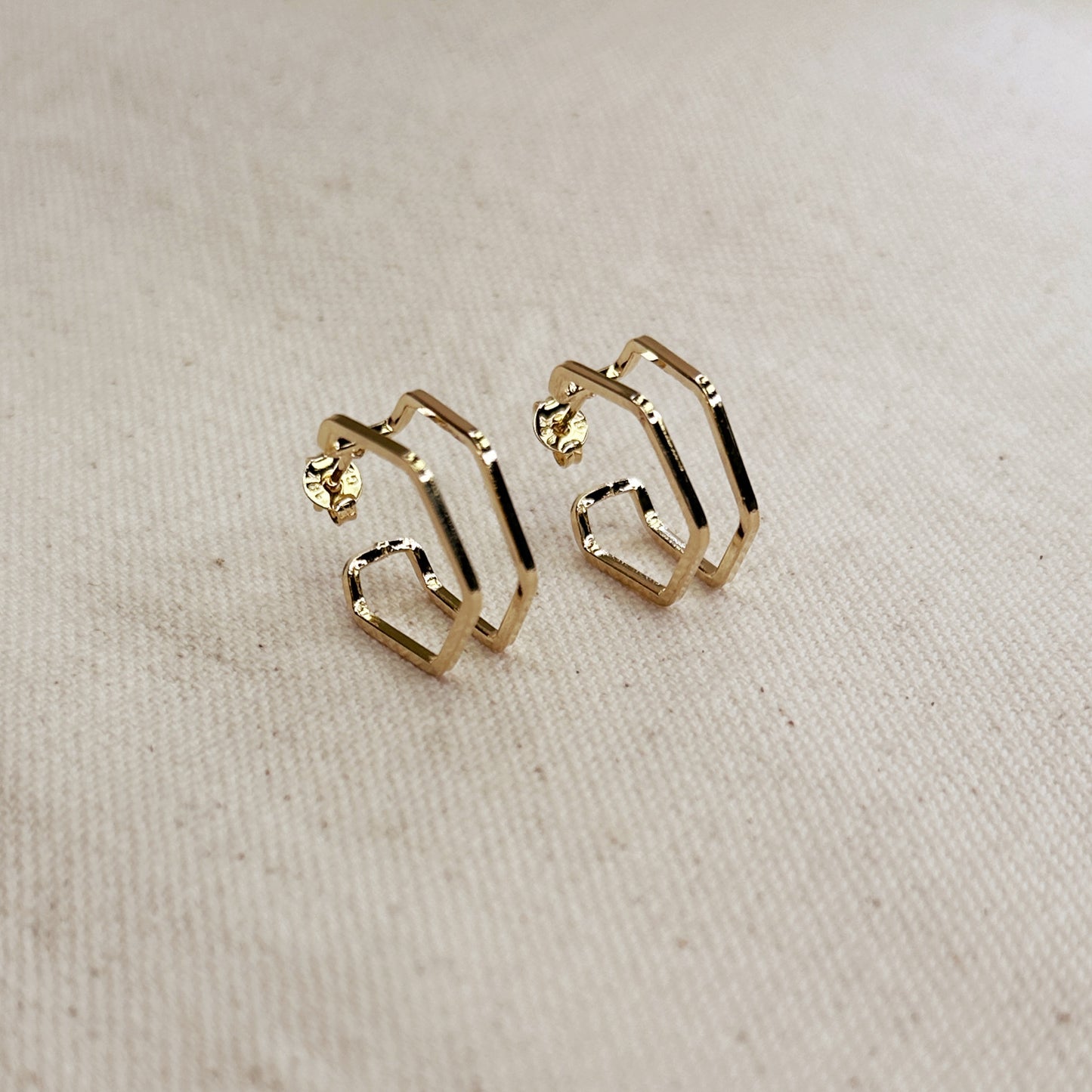 18k Gold Filled Double Wire Geometric C Hoop Earrings