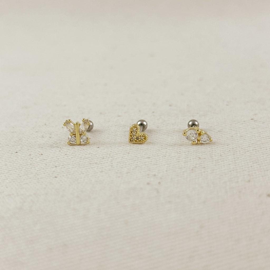 18k Gold Filled CZ Piercing Stud