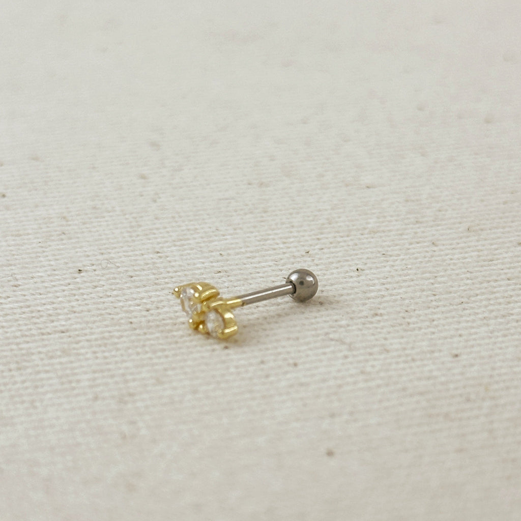 18k Gold Filled CZ Piercing Stud