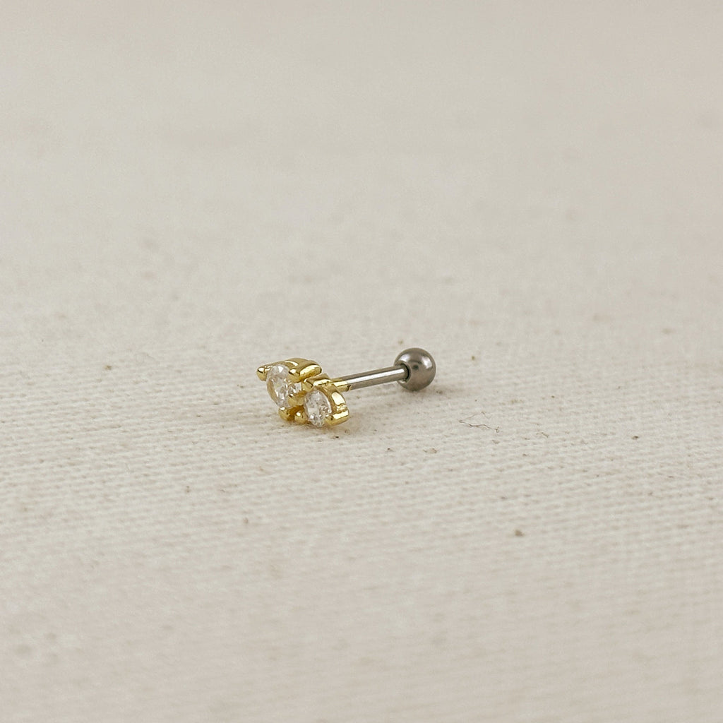 18k Gold Filled CZ Piercing Stud