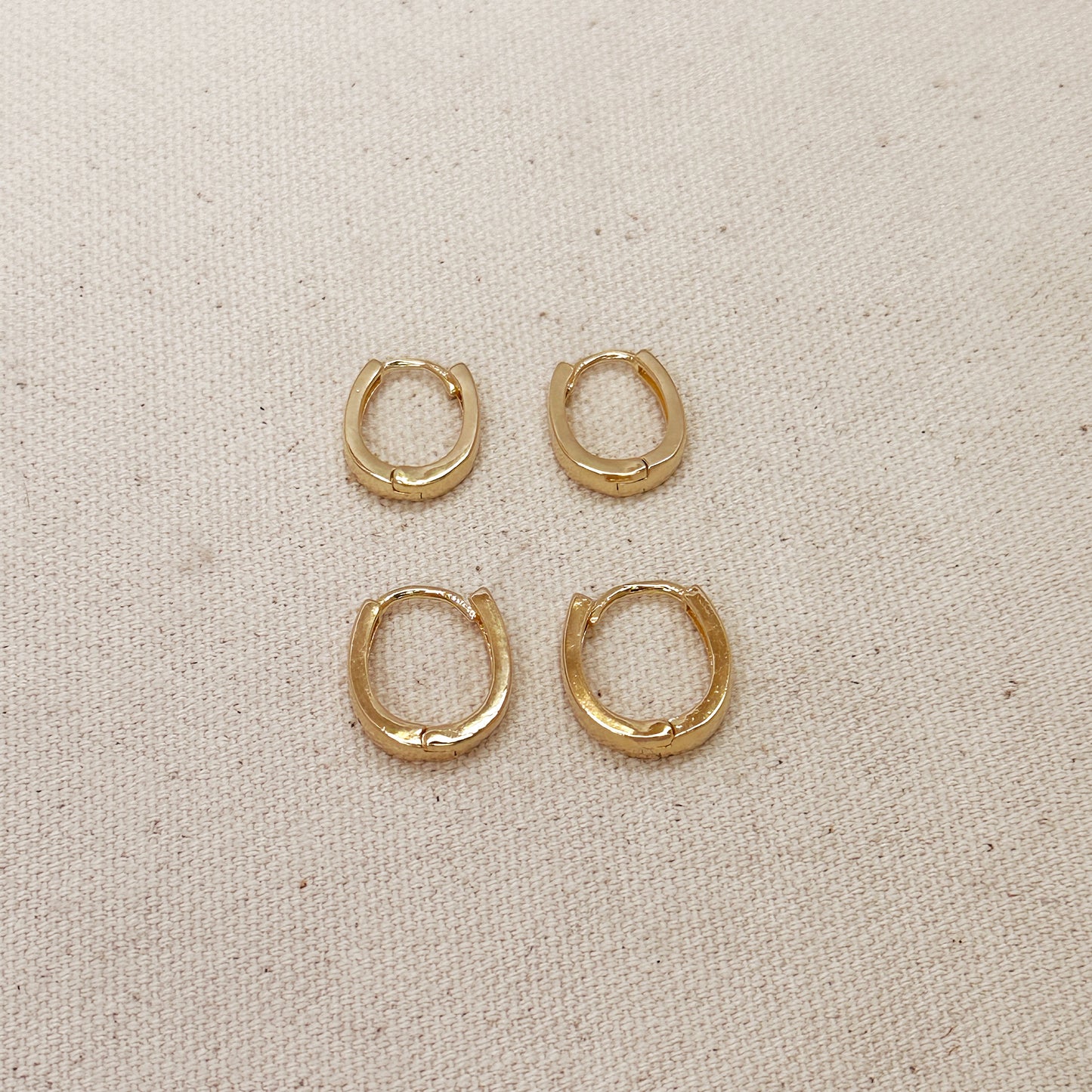 18k Gold Filled Slightly Oval Shape Polished Hoop Earrings