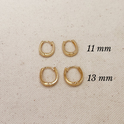 18k Gold Filled Slightly Oval Shape Polished Hoop Earrings