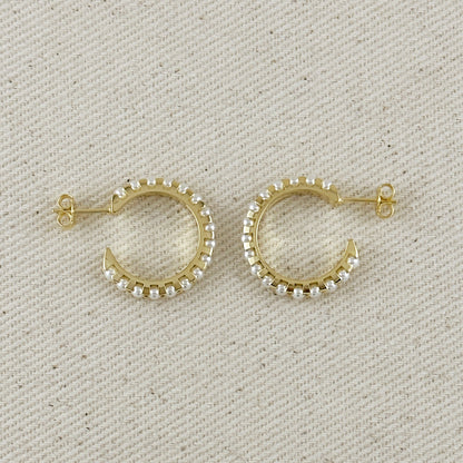 18k Gold Filled 22mm Pearl C-Hoop Earrings