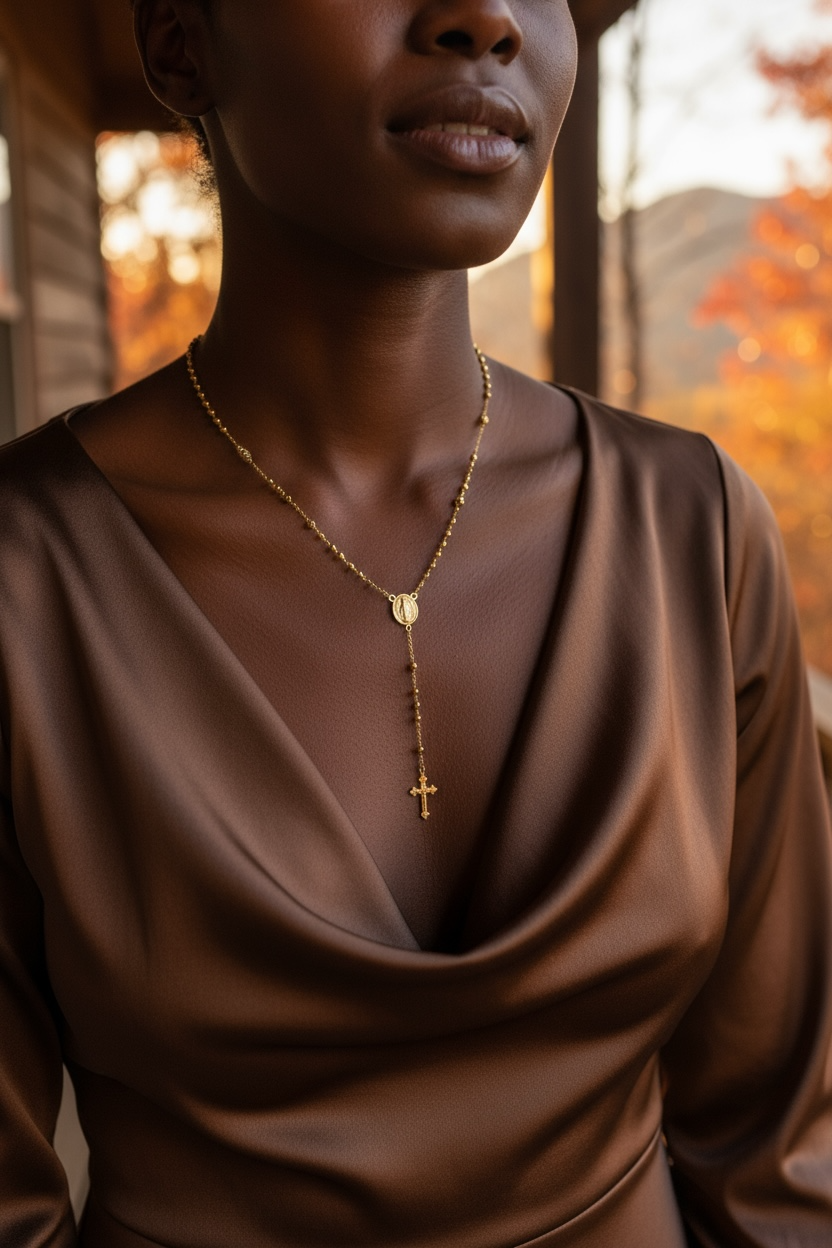 18k Gold Filled 3.3mm Rosary Necklace