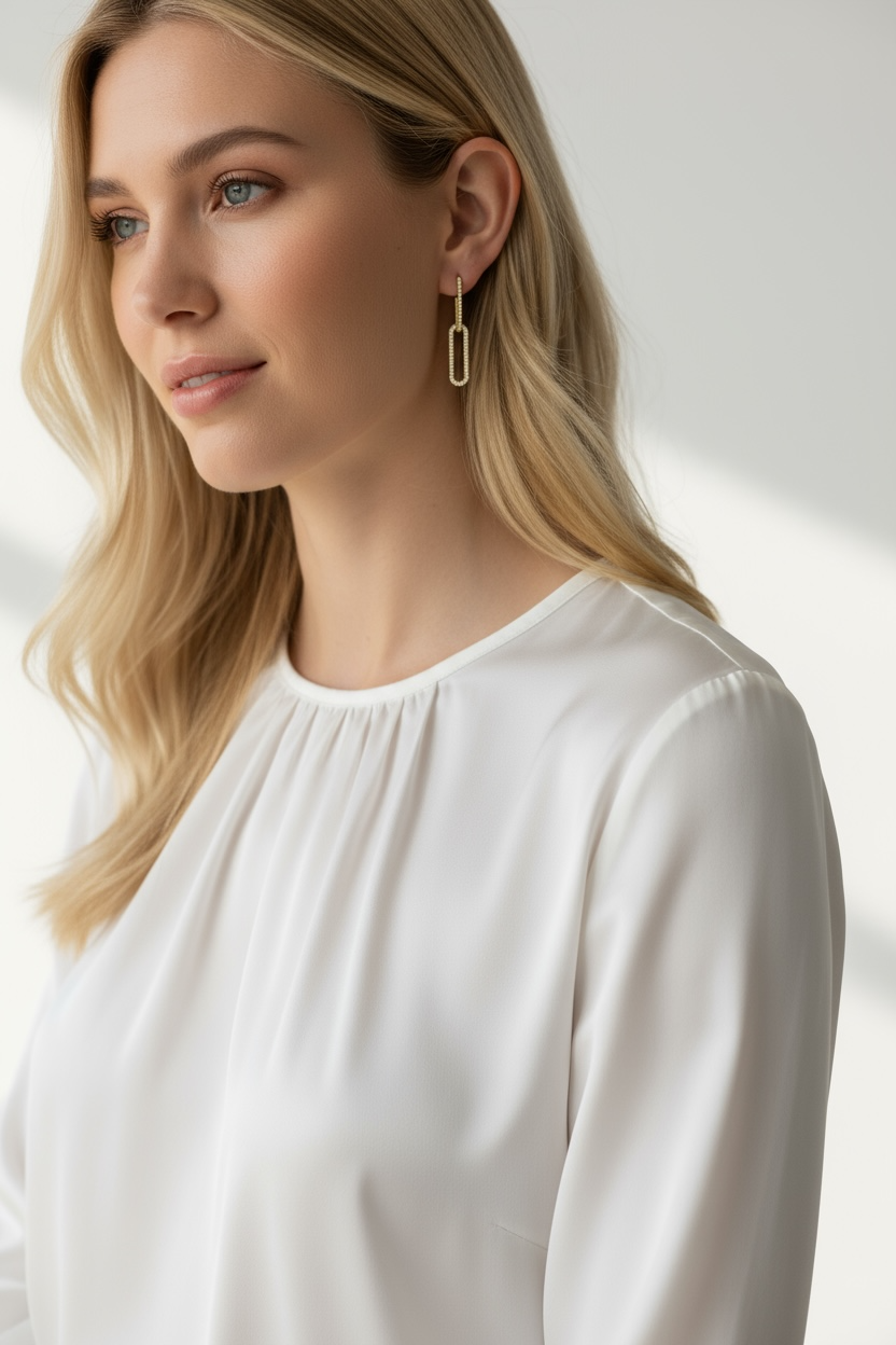 18k Gold Filled CZ Paperclip Drop Earrings