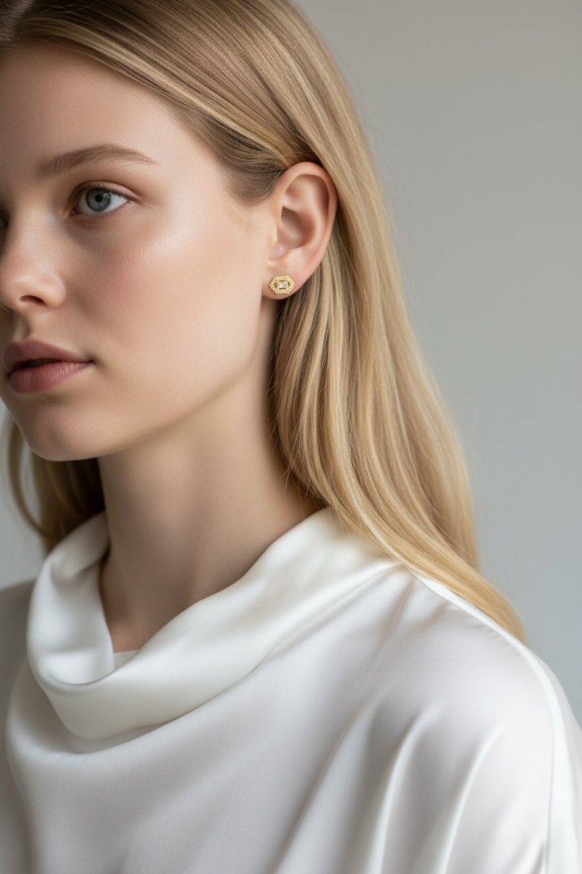 18k Gold Filled Fancy Birthstone Baguette Earrings