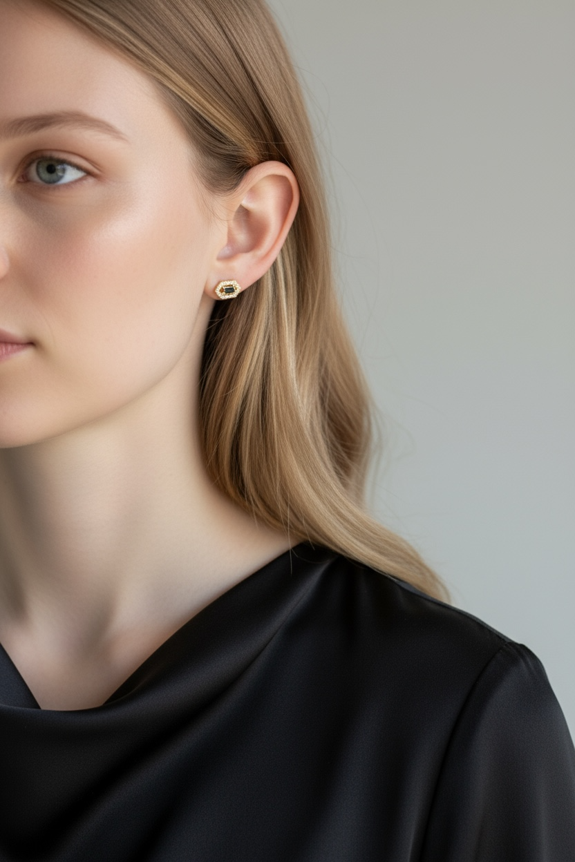 18k Gold Filled Fancy Birthstone Baguette Earrings