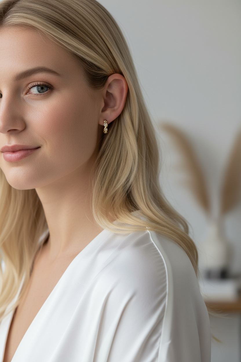 18k Gold Filled Infinity CZ C-Hoop Earrings