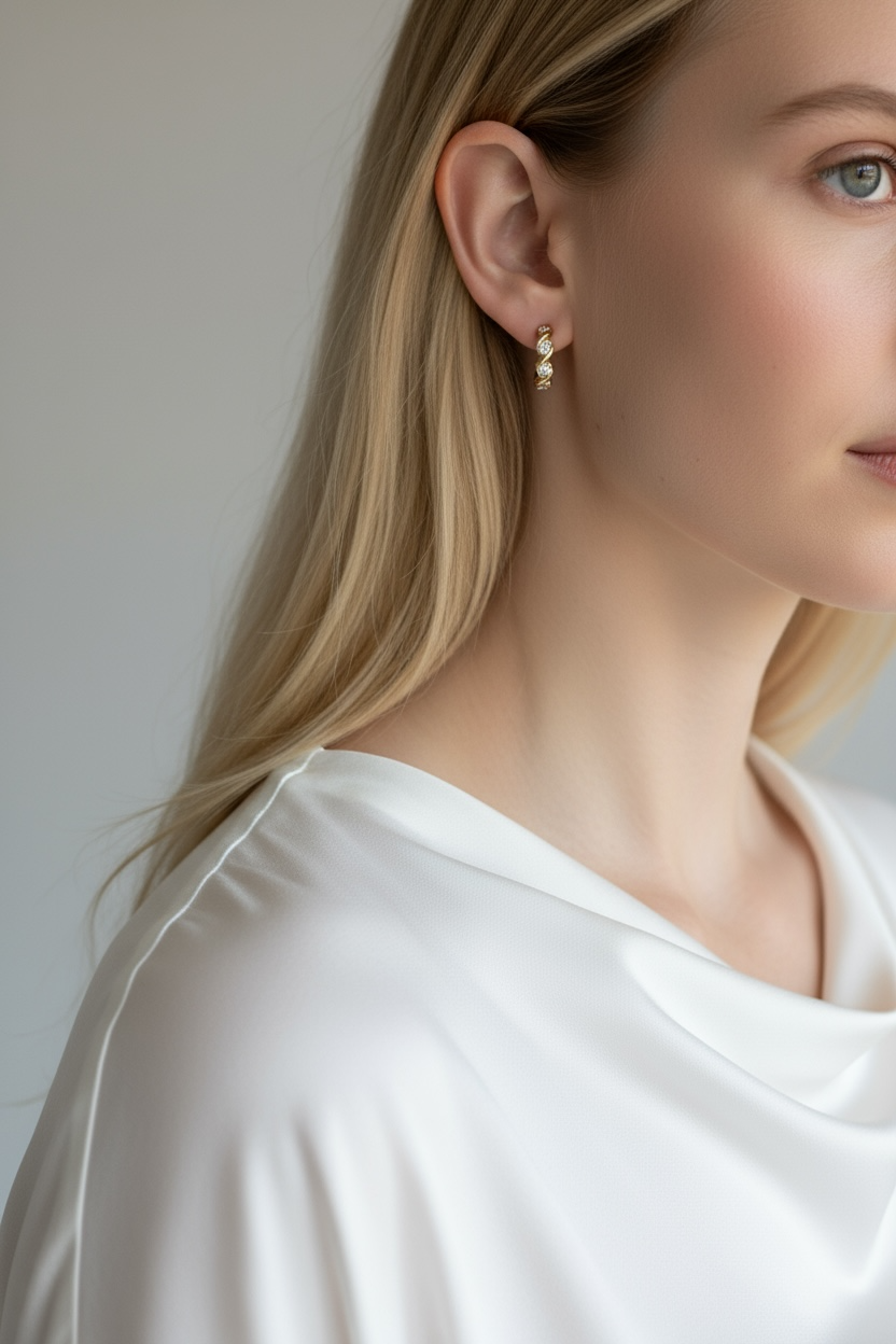 18k Gold Filled Infinity CZ C-Hoop Earrings