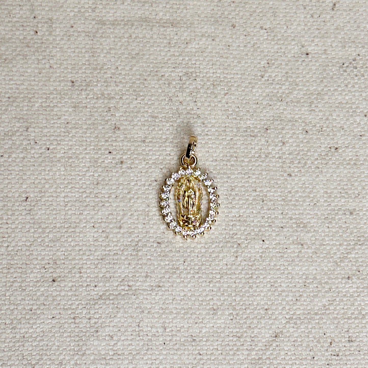 18k Gold Filled Mini CZ Lady of Guadalupe Pendant